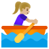 🚣🏼‍♀️ woman rowing boat: medium-light skin tone display on Google